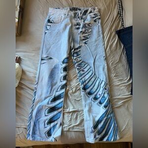 Cyber Print Baggy Jeans